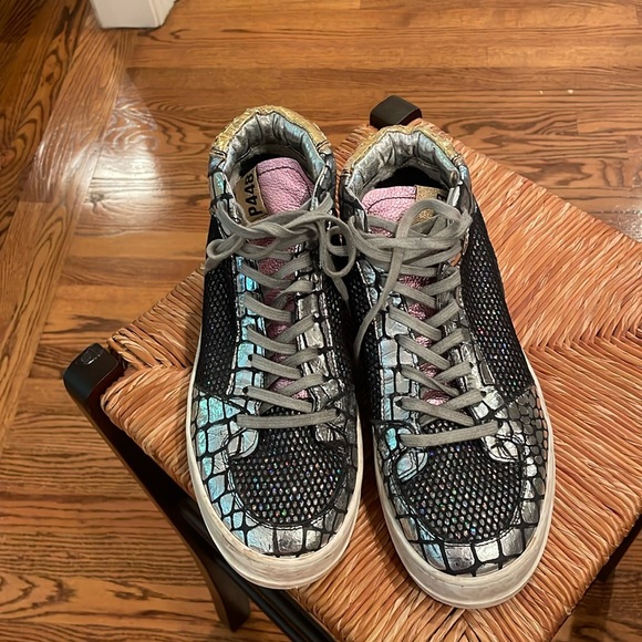 P448 metallic sparkle hi top sneaker sz 41/10.5-11 - Picture 1 of 6